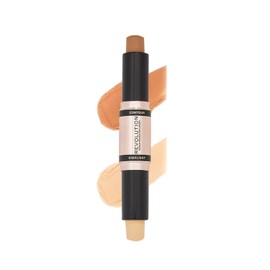 Makeup Revolution Contour Stick Duo Cream Contour & Highlight, Defines the Cheekbones and Shapes the Face, Vegan & Cruelty Free, Medium, 2.4 g