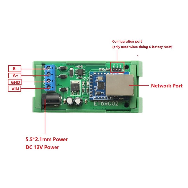 RS485 to Ethernet TCP/IP Converter for MQTT Modbus RTU Module