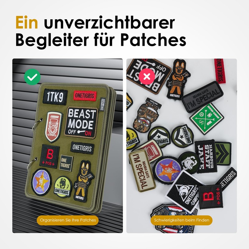 OneTigris Patch Display Board, Flip Page Patch Book with 4