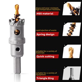 GPtzlei Tungsten Carbide Hole Saw（18mm）- Heavy Duty TCT Hole Cutter for Stainless Steel, Metal, Iron, Wood & Plastic with Titanium Pilot Drill