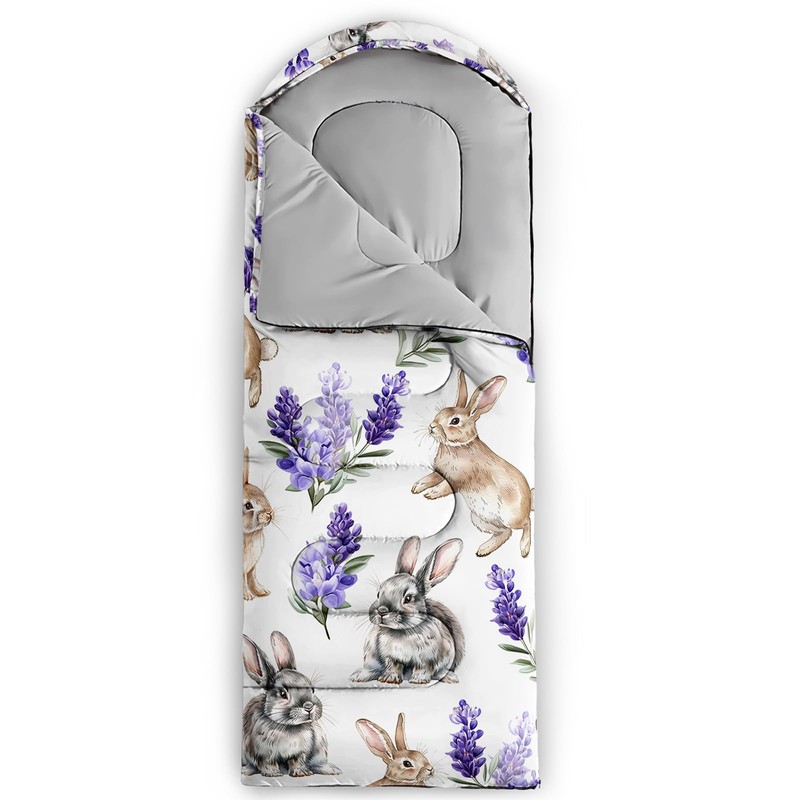 AILONEN Cute Bunny Camping Sleeping Bag for Adults Kids,Warm &