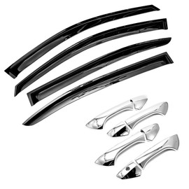 S SIZVER Combo Window Visors+4DR Handle Covers for 2008-2012 Honda Accord