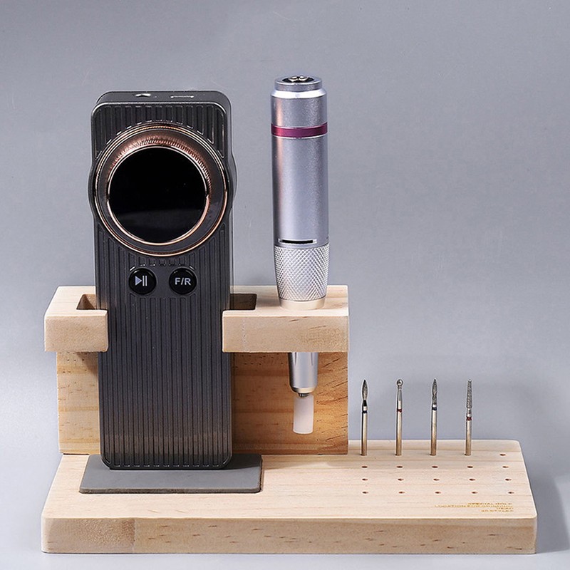 Wooden Nail Drill Stand Organizer with 81 Holes Drill Bits
