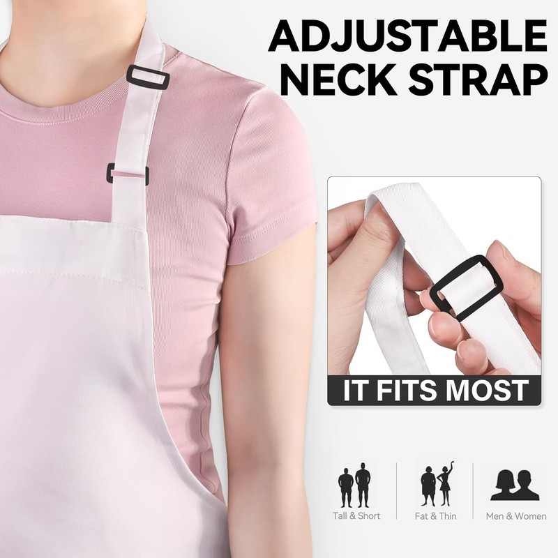 chenqi Kitchen Apron Adjustable Bib Apron with 2 Pockets, Unisex