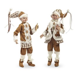 Raz Imports 2024 Gingerbread Lane 16"" Posable Gingerbread Elf, Assorted of 2, Brown, 4402413