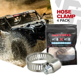 NITRO4X4 Stainless Steel Hose Clamps Set - 4 Adjustable Hose Clamp (5/16 to 7/8 Inch, 8-23mm) - Heavy Duty Radiator Hose Clamps for Fuel Line, Plumbing, Automotive, and Mechanical Applications