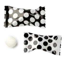 Polka Dot Buttermints 100ct - After Dinner Mints Individually Wrapped - Soft & Savory (Black and White)