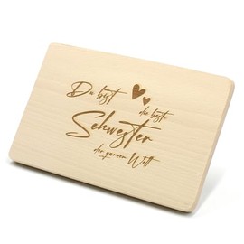Breakfast Board for Sister for e.g. Birthday Chopping Board Wooden Bread Board (Beste Schwester)