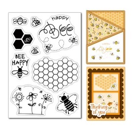 Arrietty Bee Happy Flowers - Sellos transparentes en forma de corazón para hacer tarjetas, decoración de sellos transparentes y manualidades de álbumes de recortes