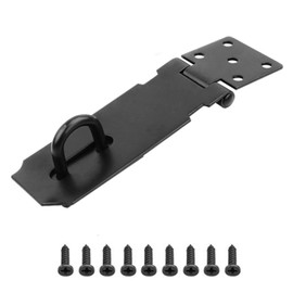 Padlock Hasp Stainless Steel Security Hasp Door Latch Door Lock Gate Lock Folding Bolt Shed Locking Door Lock for Doors Cupboards Wooden Gates Black 4 Inch