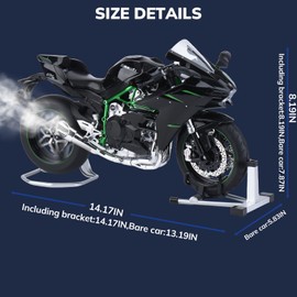 FRJV 1/6 Scale Motorcycle Compatible with Kawasaki Ninja H2 Motorcycle Model Kit Die Cast Metal Racing Motorcycles Model for Kawasaki H2 Collectible Model Motorcycles Spray