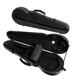 MI&VI Classic Poly Carbon Shaped Violin Case (Full Size) 4/4 with Carry Straps | Hygrometer | Tough Shell - by MI&VI MUSIC (Black)