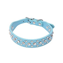 Dogs Kingdom - Collares de piel con diamantes de imitación personalizados para perros y gatos, de 30,48 cm a 50,8 cm de largo, para razas pequeñas y medianas, color rosa