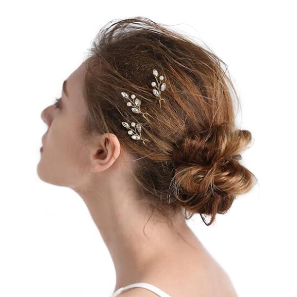FXmimior 3 PCS Bridal Women Vintage Wedding Party Hair Pins Crystal Hair Accessories (silver)