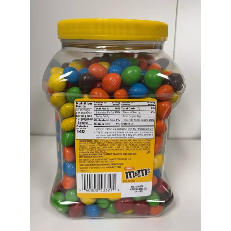 M&M's Chocolate Peanut Candies - 62oz / 1757.7g