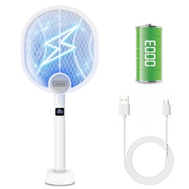 Fly Swatter and Bug Zapper 2-in-1 - Rechargeable Mosquito Zapper with Kill Counter, High-Voltage Fly Killer and UV Light Mosquito Trap for Indoor and Outdoor Pest Control