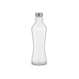 JoyJolt Glass Water Bottles - 2pc Set, 32 oz/1 Liter, Clear Glass with Stainless Steel Lids, Leakproof, Ideal for Juicing or Iced Tea