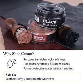 FootFitter Best Premium Shoe Cream Polish, Restore, Clean & Shine Shoes and Boots – MADE IN USA (2 PACK) Black/Medium Brown