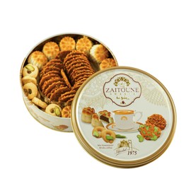 Zaitoune Premium Mini Mixed Cookies - 250 g | Bite-Sized Date Maamoul, Barazek & Ghraybeh Biscuit Mix | Handcrafted in Turkey | Beautiful Reusable Gift Tin | Perfect with Tea | Ramadan Sharing Present