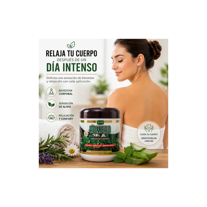 Crema Corporal Herbal Romero Aloe Vera Lavanda Relajante500g