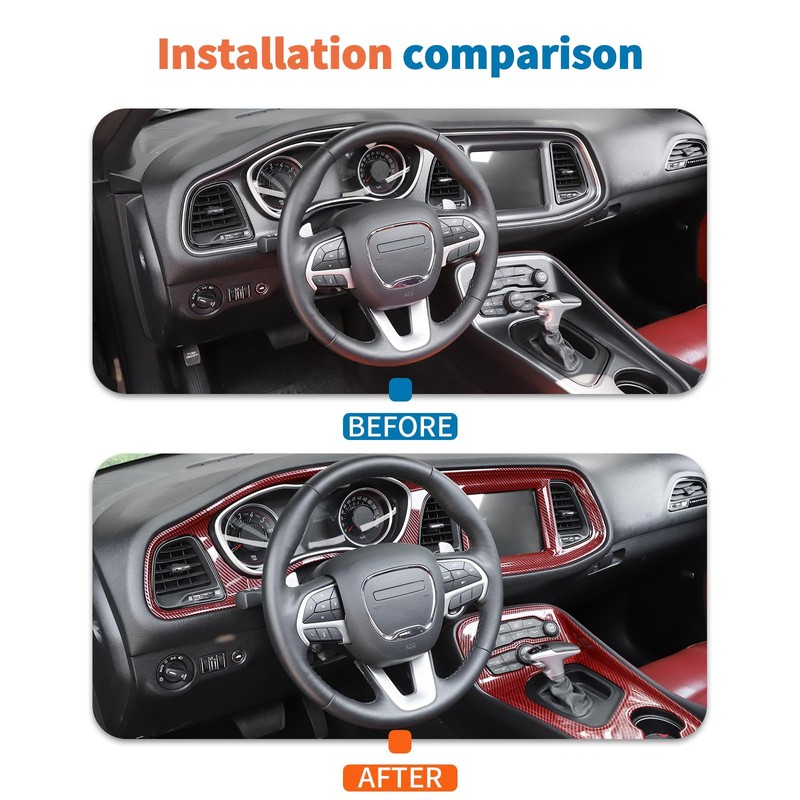 JeCar Red Carbon Fiber Interior Trim Kit Overlay for 2015-2023