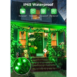 Minetom Solar String Lights Outdoor, 40FT 100 LED String Lights Solar Powered with 8 Lighting Modes, Green String Lights for St Patrick Decoration, Waterproof Solar Lights for Outside Tree Yard, Green