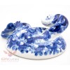 Gzhel porcelain figurine of the Snake with butterfly handmade Гжель