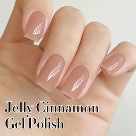 Double Rhythm Translucent Gel Polish Sheer Neutral Natural Light Milky Same Color Same Bottle 15ML Jelly UV Nail Polish Nail Art DIY at Home (Jelly Nude Brown-A1492)