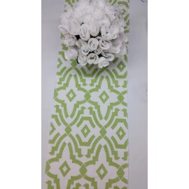Kirtam Designs Chevelle kiwi green and white tablerunner wedding decorations 72 x 13 geometric