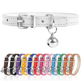 S Dog Collar for Small Dogs Adjustable Dog Collars Cat Collar for Small Medium Large Dogs 3/8 inch Width (White, S)