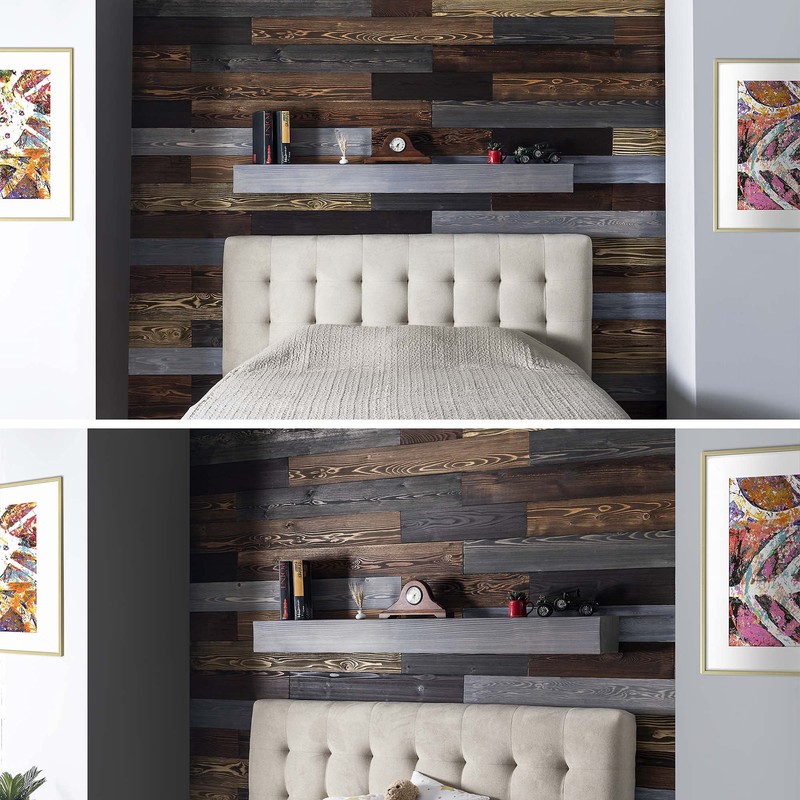BoscoMondo 5.5 Inches Wide Barnwood Wall Planks, Rustic Solid Wood