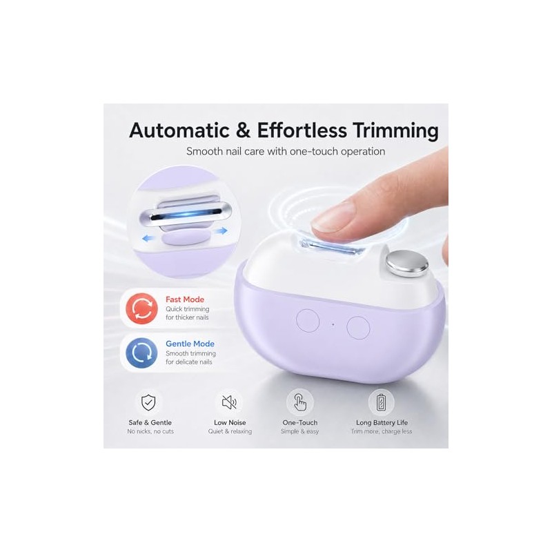 Electric Nail Clipper for Seniors, Rechargeable Automatic Trimmer with LED