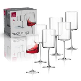 RONA Medium 42 Wine Glass | 14 oz. | Set of 6 | Medium Collection | White and Red Wine Glass Set | Crystalline Glass | Ideal for Home, Restaurant, Party, Wedding, Champagne | Made in Europe |