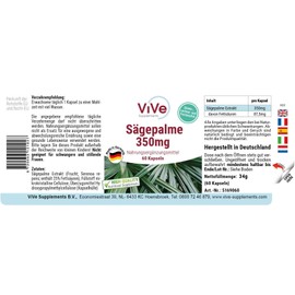 Saw Palmetto Extract, 350 mg, 60 Capsules, Vegan, 25% Fatty Acids, Quality from Germany ViVe Supplements