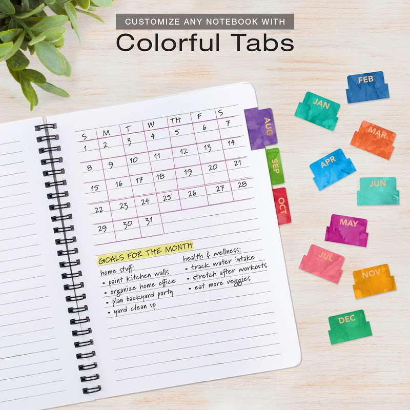 Global Printed Products Monthly Adhesive Tabs Includes 12 Black and