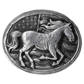 HLYMPONY Vintage Belt Buckle for Men Western Cowboy Rodeo American Flag Horse Belt Buckles for Women (Gray)