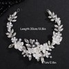 Rumtock White Flower Silver Leaves Green Rhinestone Headband for Wedding