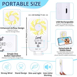 Leinuosen 12 Sets Mother's Day Gifts Religious Mini Powerful Handheld Fan Bulk Christian Bible 3 Speed USB Portable Rechargeable Pocket Travel Inspiring Verse Fans for Employee Gifts Summer Office