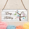 "Busy Knitting" Sign - Whimsical Craft Room Decor for Knitting