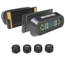 Shkalacar Tire Pressure Monitoring System, Solar Tire Pressure Monitor with Voice Alarm, Real-time Display, for Car SUV Off-Road Vehicle