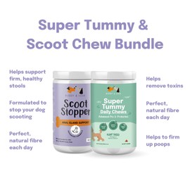 Buddy & Lola Super Tummy & Scoot Chew Bundle - Daily Dog Probiotic Chews For Digestive Health - Beneficial Prebiotics, & Probiotics For Better Gut & Less itching - Plus High Fibre Anal Gland Chews