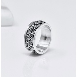Treasure Bay MENS 10MM Wide Celtic Knot Braid 925 Sterling Silver Spinner/Spinning/Spin Band Ring Size: (Y)