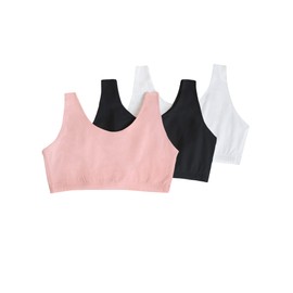 Fruit of the Loom Women's Built-Up Sports Bra, Blushing Rose/Black/White-3 Pack