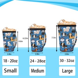 Cute Dogs Paw Reusable Iced Coffee Sleeve with Handle Neoprene Cup Sleeve For Soda, Latte, Tea, Beverages, Beer (Medium 24-28 oz)
