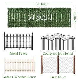 DOPGIB Artificial Ivy Privacy Fence Screen:120 "x 40" (34 Sqft) Anti-Ultraviolet Artificial Hedge Grass Wall, Used for Indoor and Outdoor Green Background, Garden Greening Decoration