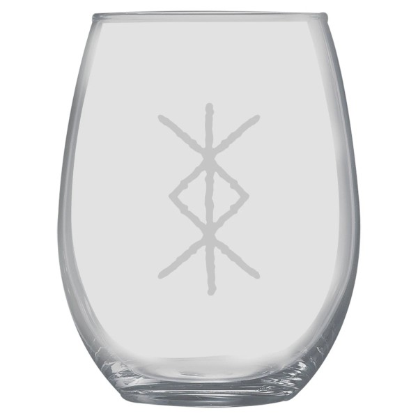 HipFlaskPlus 15oz Stemless Wine Glass Set - Viking Protection Rune