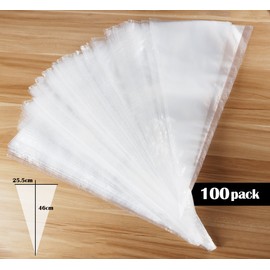 ilauke 100 Pack Cake Decorating Supplies 18 inch Piping Bags Disposable Thickened Large Pastry Bags with 4 Icing Bag Ties, Extra Thick Anti-Burst Piping Bags for Cookie