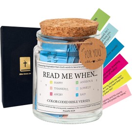 Wenyue Bible Verse Jar, Glass with Bible Verses, Holy Bible Jar, Glass with Hope, Bible Verse, Read Me When Bible Verses, for Emotions and Feelings, Glass Scripture Prayer Glass, Christian Gifts