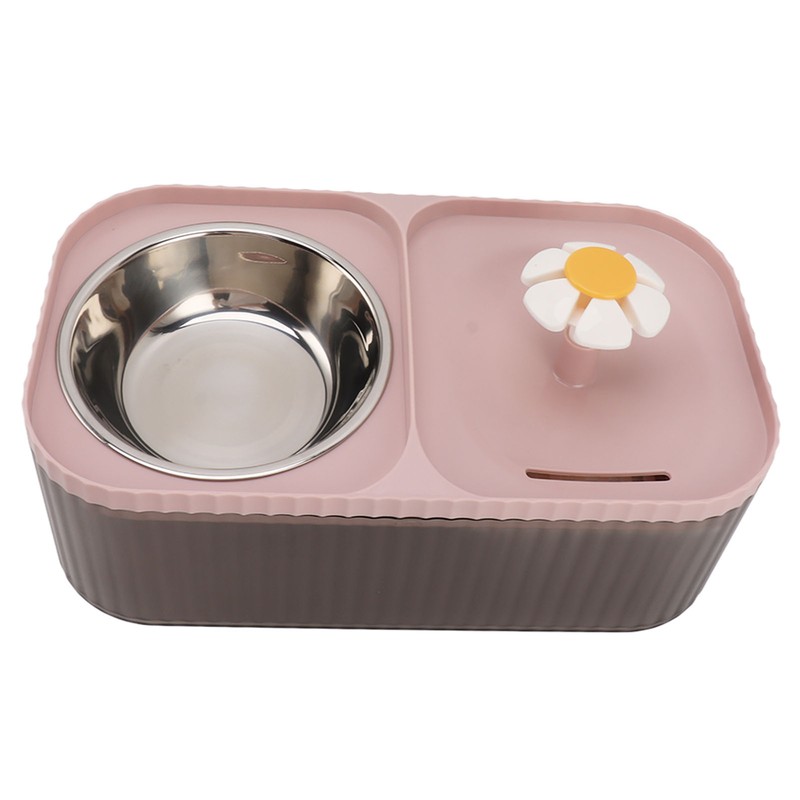 Cat Water Fountain Food Bowl High Capacity Quiet 2 In