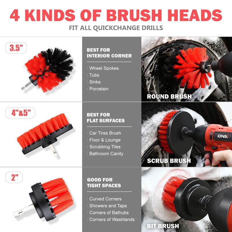 DNA MOTORING 25pcs Car Detailing Brush Set, Car Detailing Kit,